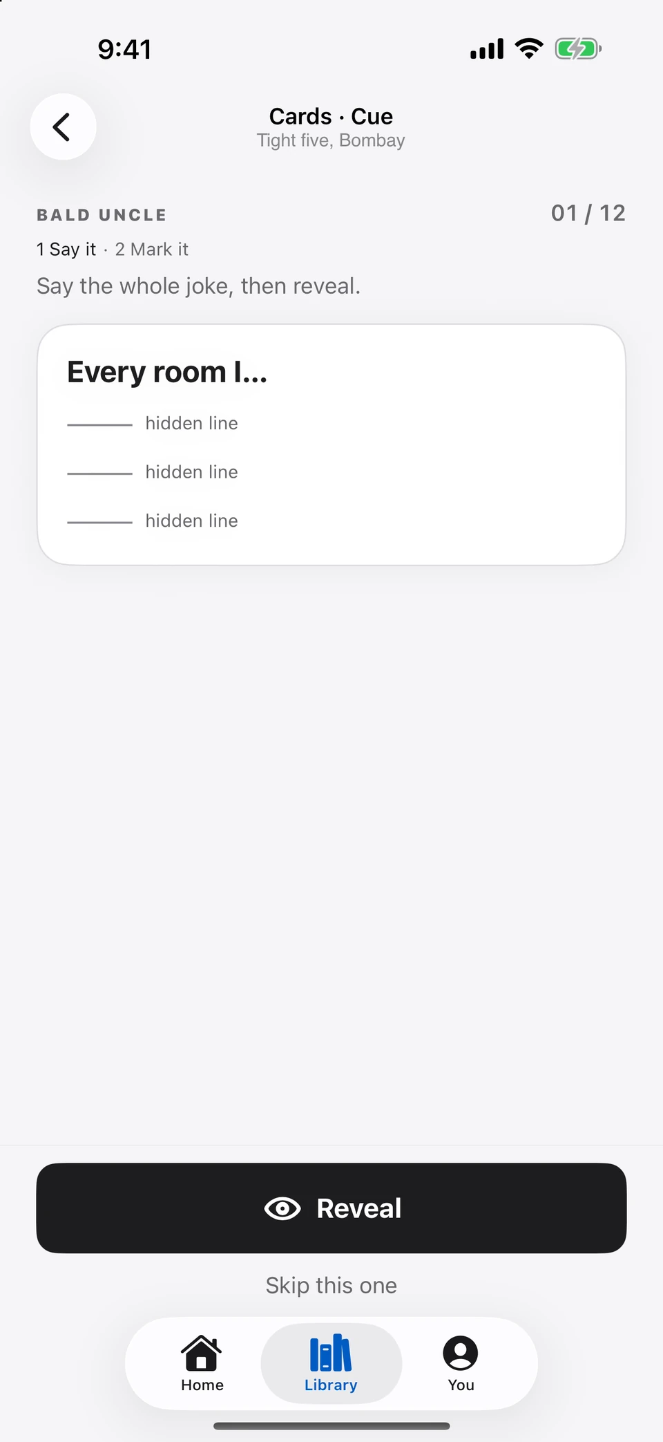 Cue flashcard before Reveal · sample set.